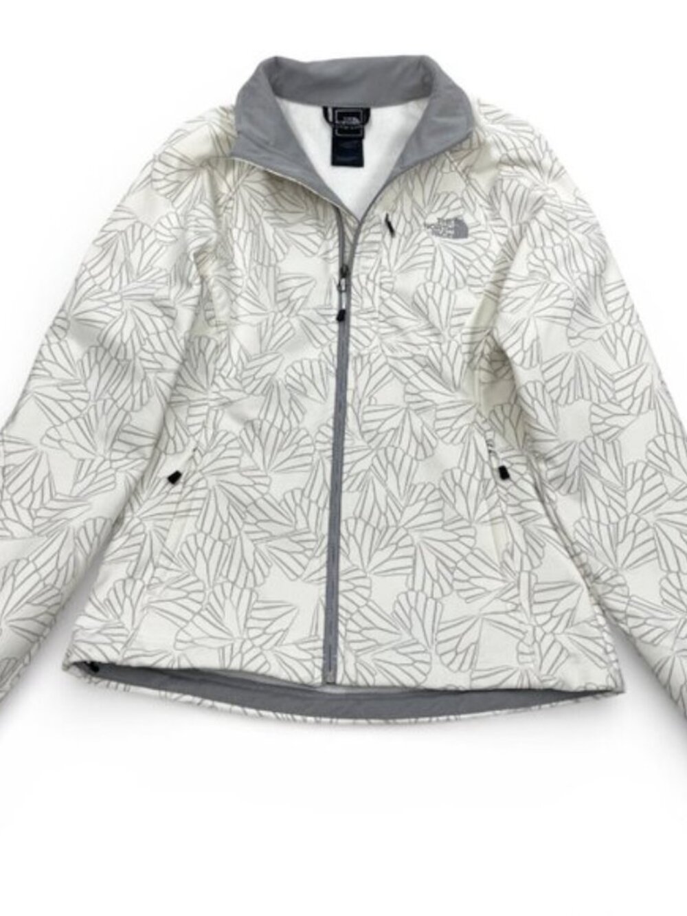 The North Face SoftShell Ivory White Floral Print Stretch Zip Jacket Women's S
